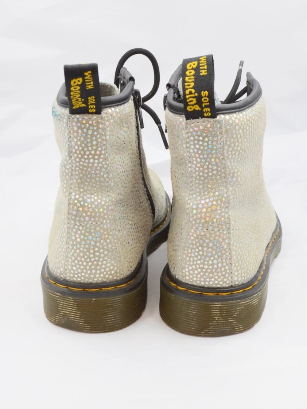 Dr. Martens 1460 Metallic Suede Docs Boots Silver Shimmer Women’s Size 5 - Picture 4 of 10